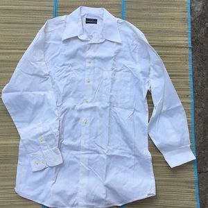 Alfani Fitted Button Down Dress Shirt White Cotton
